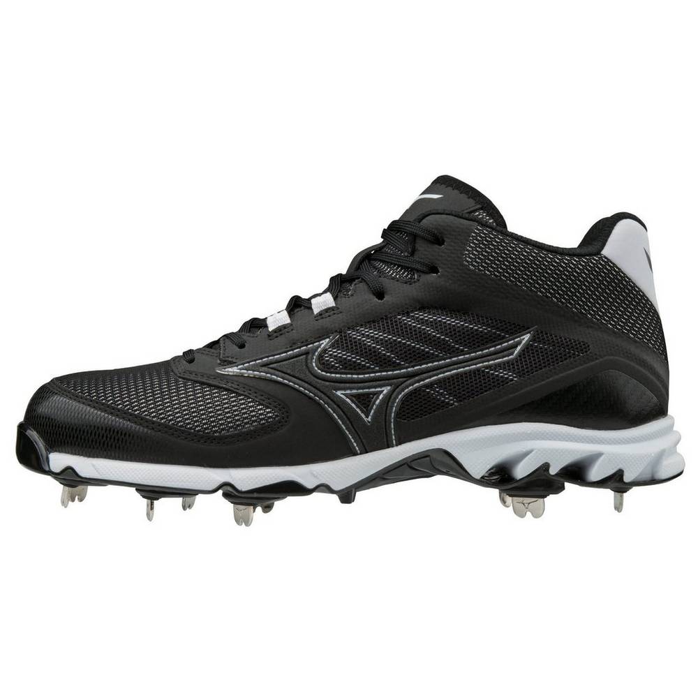 Tenis Baseball Mizuno 9-Spike Dominant 2 Metal Mid - Homem - Pretas/Branco - EUGTY2895